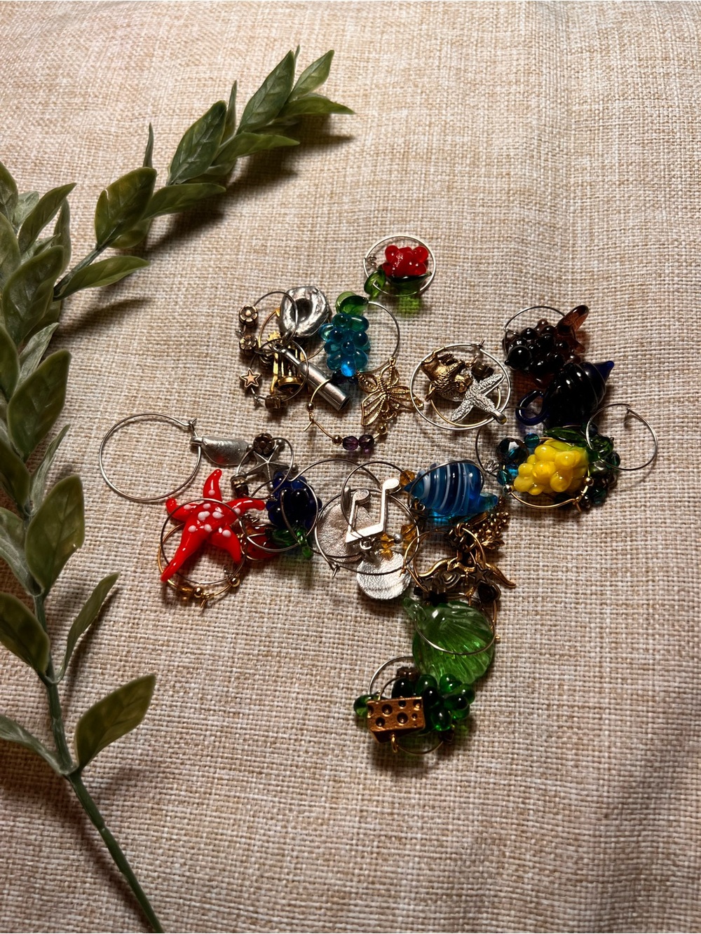 Assorted Colourful Wine Glass Charms | Western, Coastal, Fruit, Beach